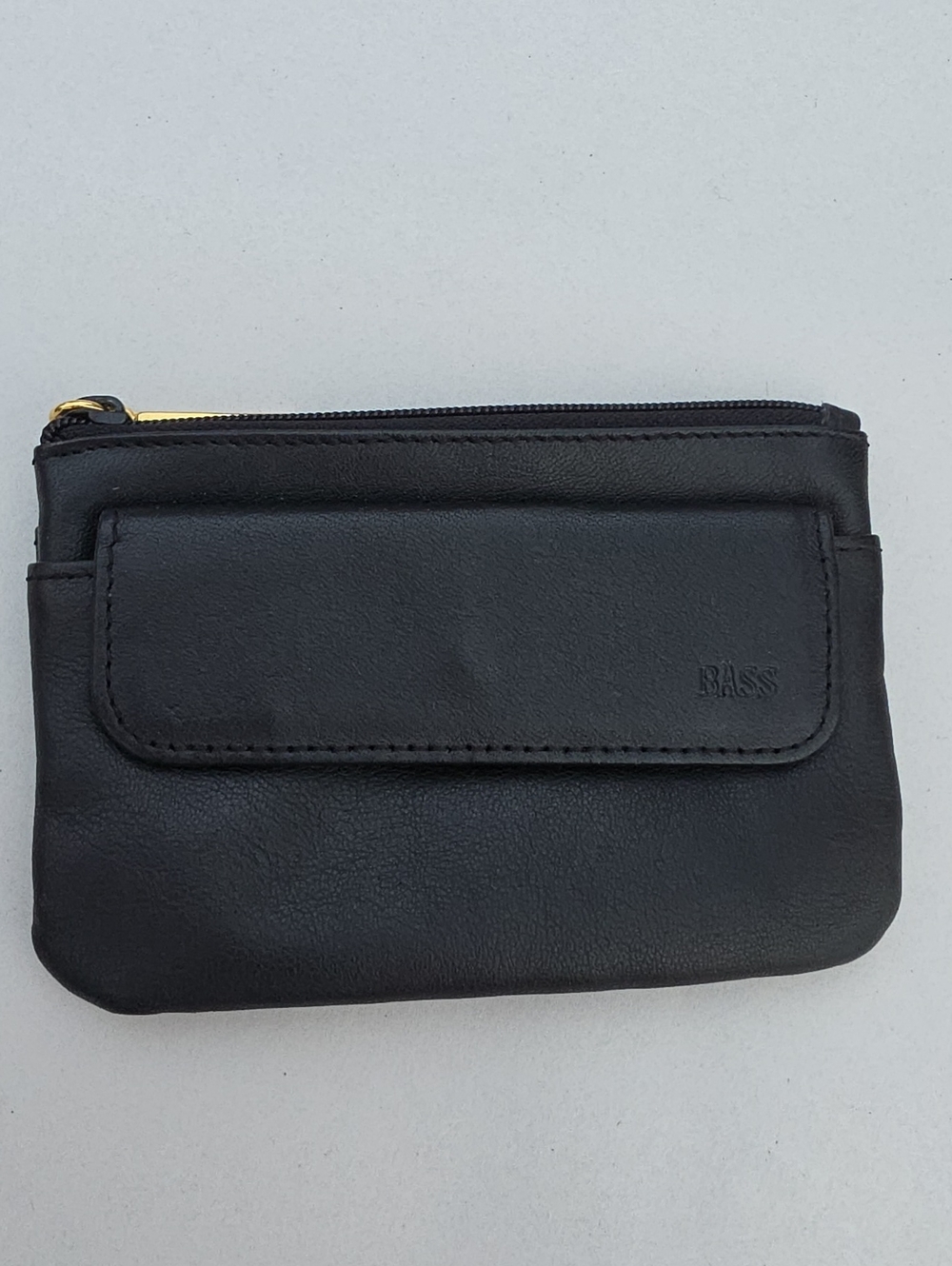 Vintage G.H. Bass & Co. Black Leather Wallet + Coin Zip Pouch